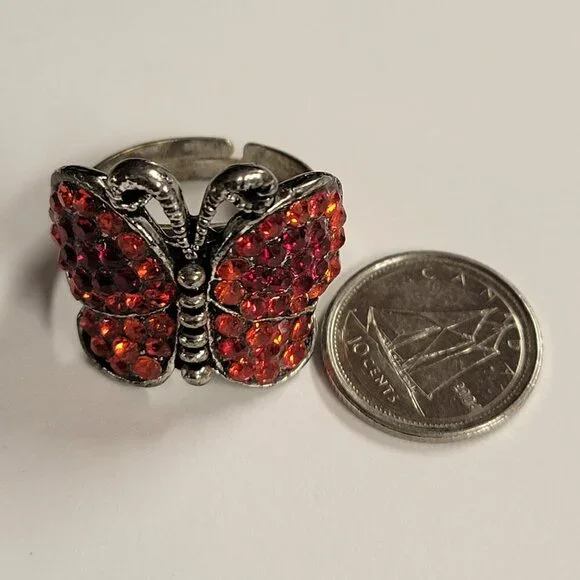 Red Butterfly Adjustable Ring - Picture 4 of 7